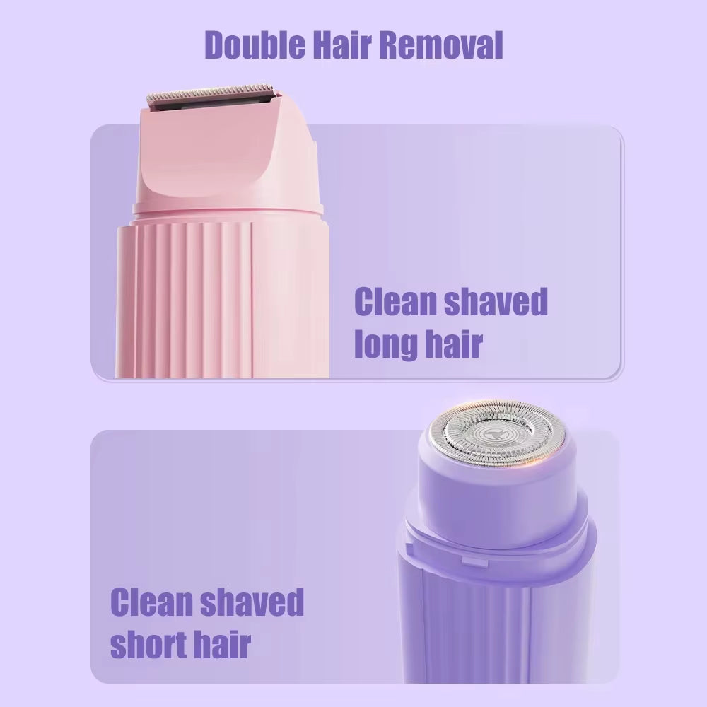 2025 New 2In1 Electric Razor for Women Painless Hair Removal Rechargeable Body Trimmer Underarm Mustache Epilator Shaver