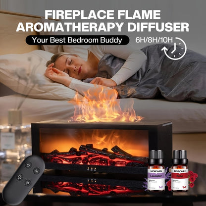 Fireplace Flame Diffuser 9.47Oz Cool Mist Air Humidifier with Remote and Timer USB Powered Aroma Diffuser with 2Pcs Essential Oils 7 Color Lights Ideal Fragrance for Home Office Per
